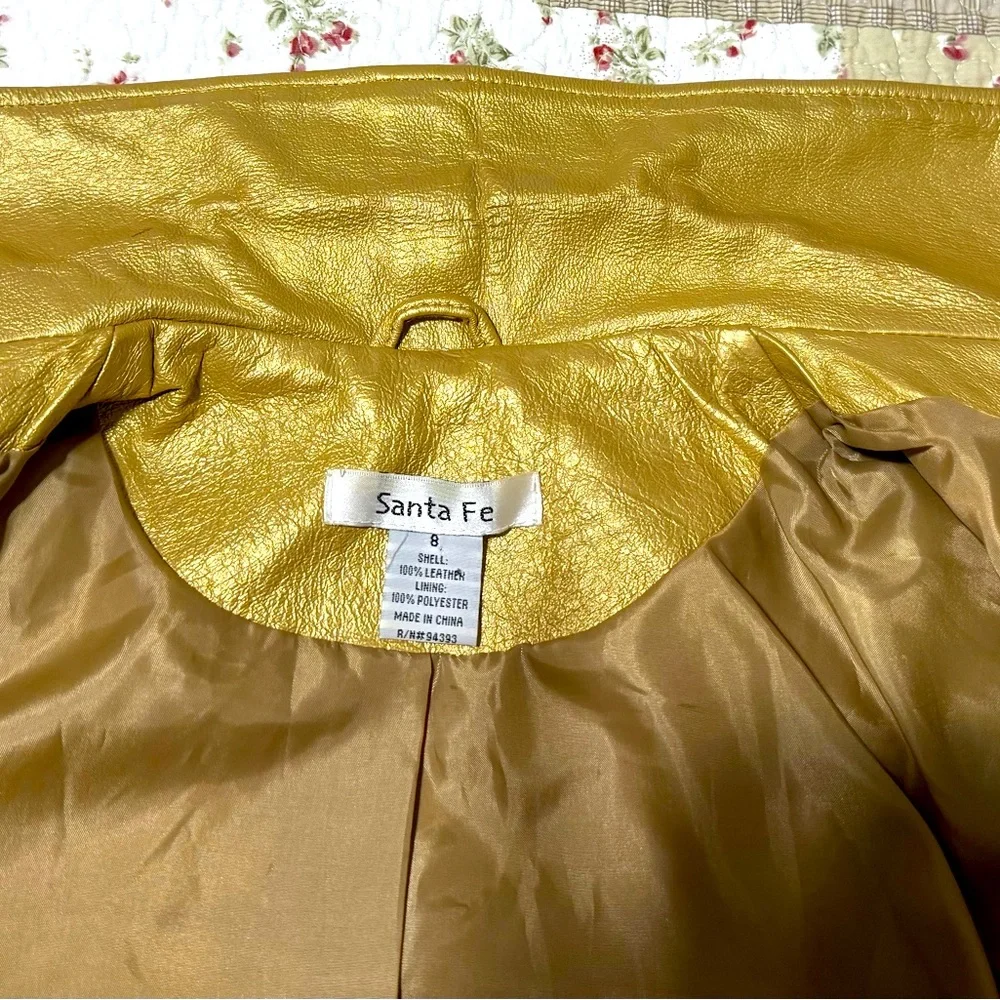 Tandy Leather / Santa Fe Leather Women's Gold double breasted Jacket, sz 8 - Picture 11 of 13